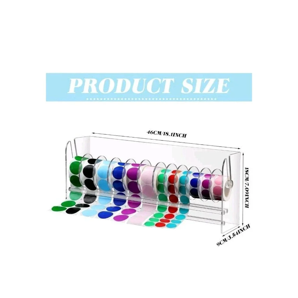 Qilery Adjust Label Dispenser Acrylic Roll Sticker Dispenser Sticker Hold 12Disk